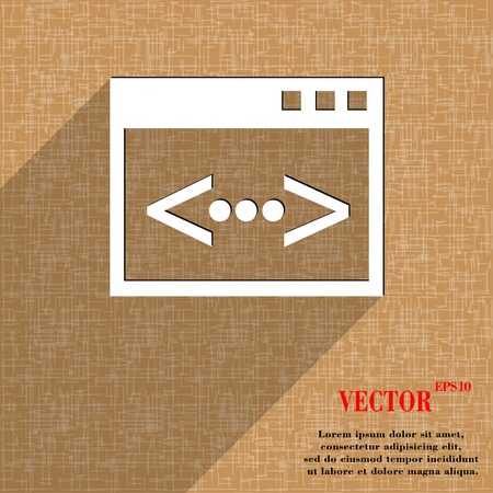 Code icon symbol Flat modern web design with long shadow and space for your text. Vector illustrationのイラスト素材