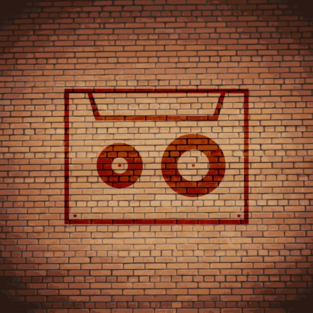 cassette icon symbol Flat modern web design with long shadow and space for your text. Vector illustrationのイラスト素材