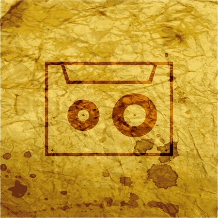 cassette icon symbol Flat modern web design with long shadow and space for your text. Vector illustrationのイラスト素材