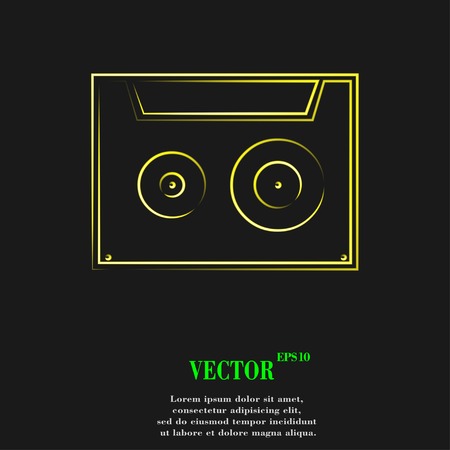 cassette icon symbol Flat modern web design with long shadow and space for your text. Vector illustrationのイラスト素材