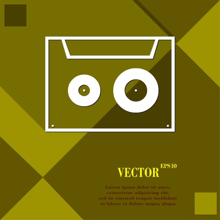 cassette icon symbol Flat modern web design with long shadow and space for your text. Vector illustrationのイラスト素材