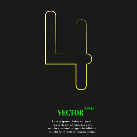 number four icon symbol Flat modern web design with long shadow and space for your text. Vector illustrationのイラスト素材