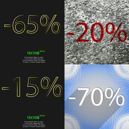Set of Holiday discounts, store a percentage of sales. On abstract background. Vector illustrationのイラスト素材