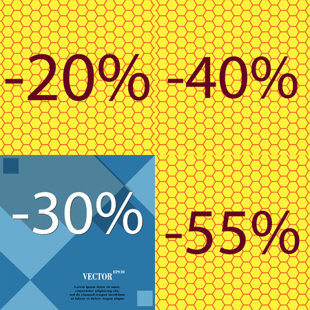 Set of Holiday discounts, store a percentage of sales. On abstract background. Vector illustrationのイラスト素材