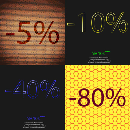 Set of Holiday discounts, store a percentage of sales. On abstract background. Vector illustrationのイラスト素材