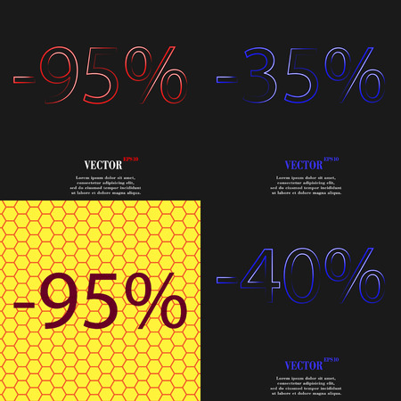 Set of Holiday discounts, store a percentage of sales. On abstract background. Vector illustrationのイラスト素材