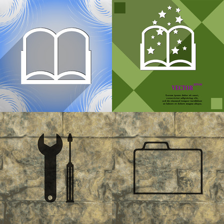 Set of abstract backgrounds with different web icons. Vectorのイラスト素材