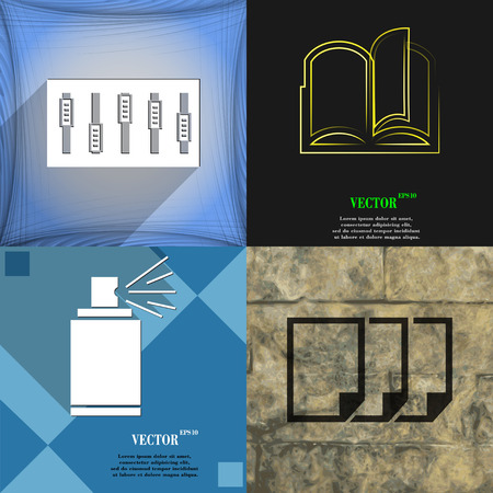 Set of abstract backgrounds with different web icons. Vectorのイラスト素材