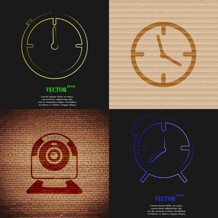 Set of abstract backgrounds with different web icons. Vectorのイラスト素材