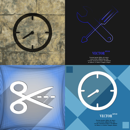 Set of abstract backgrounds with different web icons. Vectorのイラスト素材
