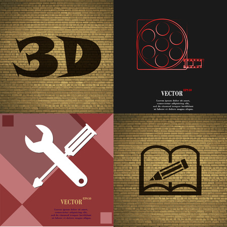 Set of abstract backgrounds with different web icons. Vectorのイラスト素材