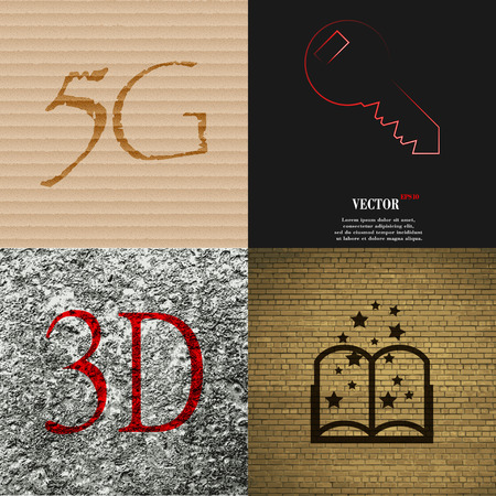 Set of abstract backgrounds with different web icons. Vectorのイラスト素材