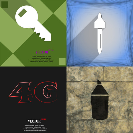 Set of abstract backgrounds with different web icons. Vectorのイラスト素材