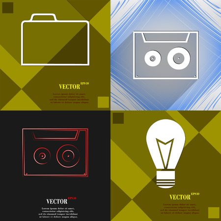 Set of abstract backgrounds with different web icons. Vectorのイラスト素材