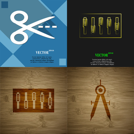 Set of abstract backgrounds with different web icons. Vectorのイラスト素材