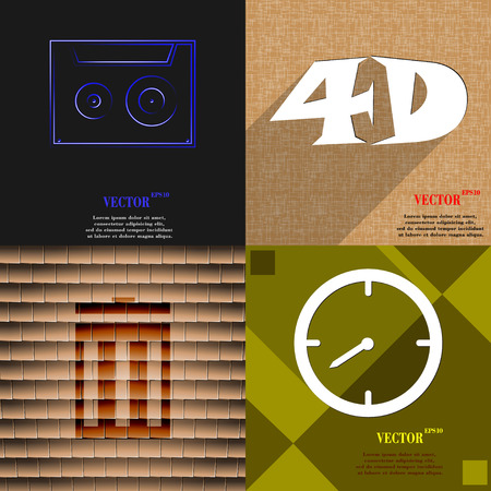 Set of abstract backgrounds with different web icons. Vectorのイラスト素材