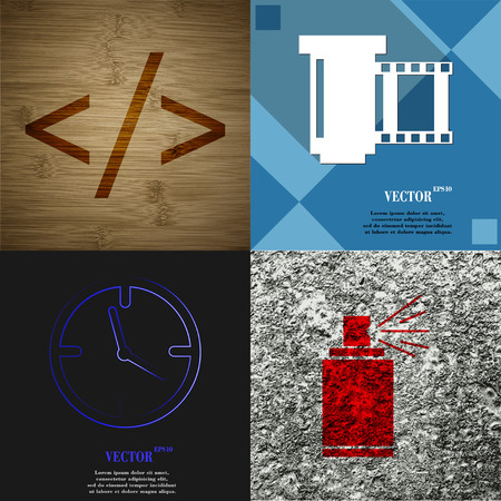 Set of abstract backgrounds with different web icons. Vectorのイラスト素材