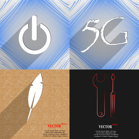 Set of abstract backgrounds with different web icons. Vectorのイラスト素材