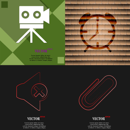 Set of abstract backgrounds with different web icons. Vectorのイラスト素材