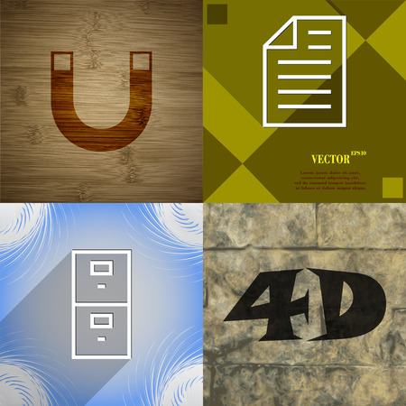 Set of abstract backgrounds with different web iconsのイラスト素材