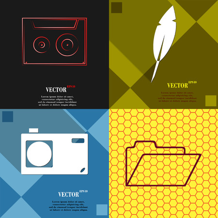 Set of abstract backgrounds with different web icons. Vectorのイラスト素材