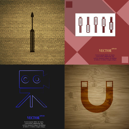 Set of abstract backgrounds with different web iconsのイラスト素材