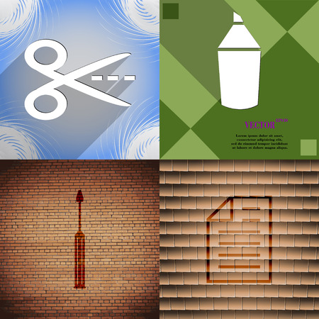 Set of abstract backgrounds with different web icons. Vectorのイラスト素材