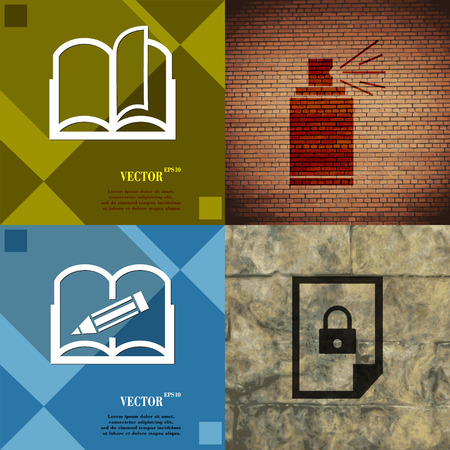 Set of abstract backgrounds with different web icons. Vectorのイラスト素材