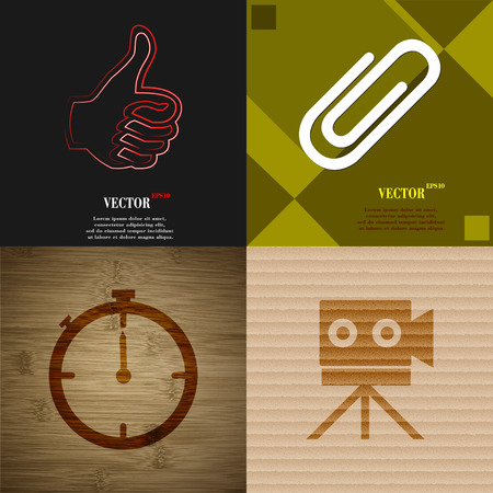 Set of abstract backgrounds with different web icons. Vectorのイラスト素材