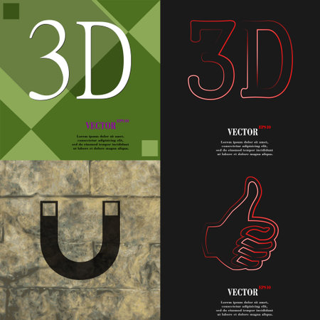 Set of abstract backgrounds with different web icons. Vectorのイラスト素材