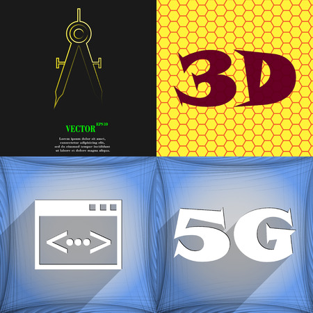 Set of abstract backgrounds with different web icons. Vectorのイラスト素材