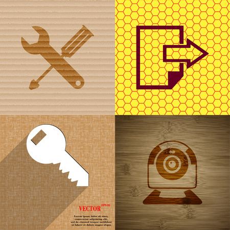 Set of abstract backgrounds with different web icons. Vectorのイラスト素材