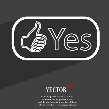 Yes icon symbol Flat modern web design with long shadow and space for your text. Vector illustrationのイラスト素材