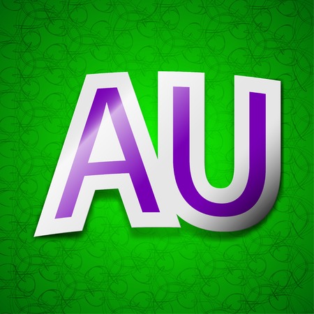 australia icon sign. Symbol chic colored sticky label on green background. Vector illustrationのイラスト素材