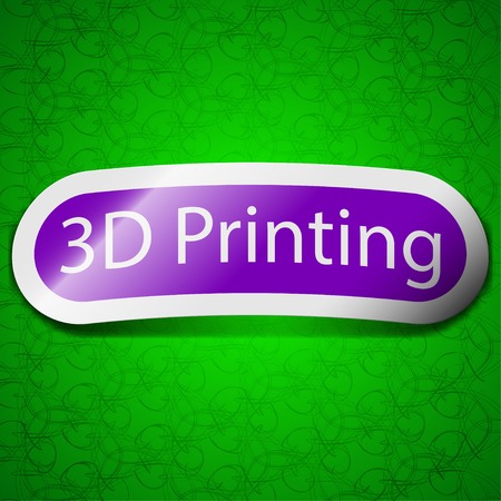 3d Printing icon sign. Symbol chic colored sticky label on green background. Vector illustrationのイラスト素材