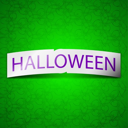 Halloween icon sign. Symbol chic colored sticky label on green background. Vector illustrationのイラスト素材