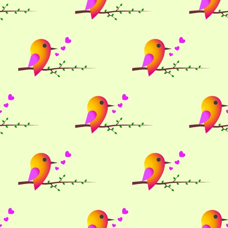 bird sparrow. St. Valentine's Day. Seamless pattern.  illustrationの写真素材