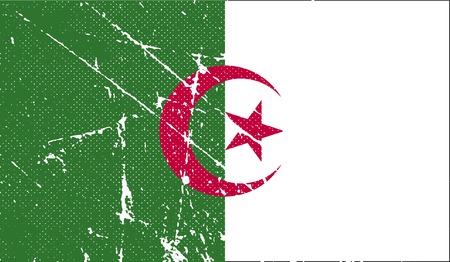 Flag of Algeria with old texture. Vector illustrationのイラスト素材