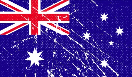 Flag of Australia with old texture. Vector illustrationのイラスト素材