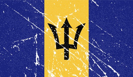 Flag of Barbados with old texture. Vector illustrationのイラスト素材
