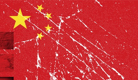 Flag of China with old texture. Vector illustrationのイラスト素材