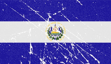 Flag of El Salvador with old texture. Vector illustrationのイラスト素材