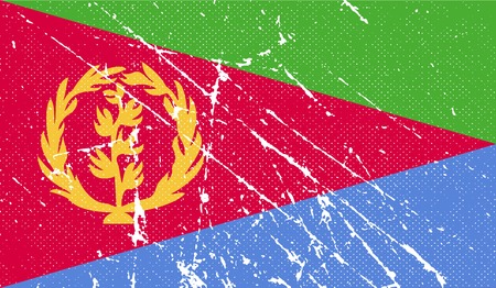 Flag of Eritrea with old texture. Vector illustrationのイラスト素材