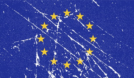 Flag of European Union with old texture. Vector illustrationのイラスト素材