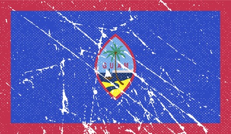 Flag of Guam with old texture. Vector illustrationのイラスト素材