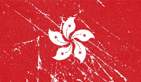 Flag of Hong Kong with old texture. Vector illustrationのイラスト素材