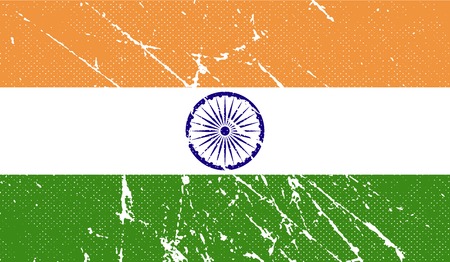 Flag of India with old texture. Vector illustrationのイラスト素材