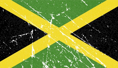 Flag of Jamaica with old texture. Vector illustrationのイラスト素材