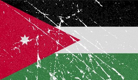 Flag of Jordan with old texture. Vector illustrationのイラスト素材