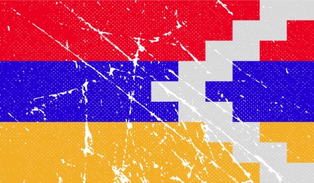 Flag of Karabakh Republic with old texture. Vector illustrationのイラスト素材